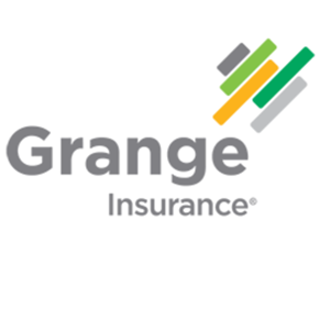 Grange Insurance logo featuring gray, green, yellow, and orange diagonal bars above the words Grange Insurance.